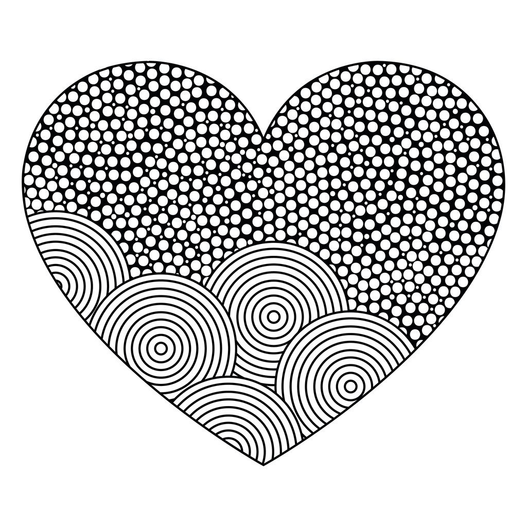 Online coloring book: Anti-stress Valentines Day heart coloring page